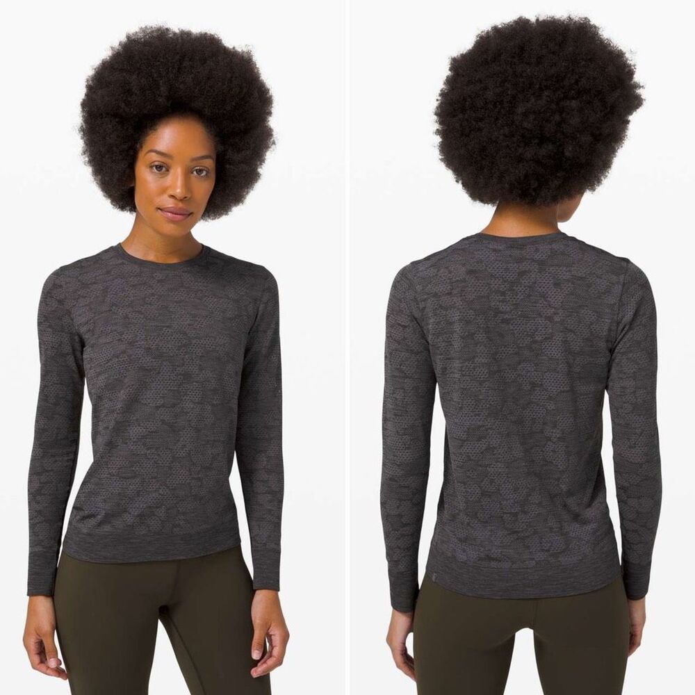 Lululemon Breeze By Long Sleeve in Polar Spots Titanium/Black Size 6